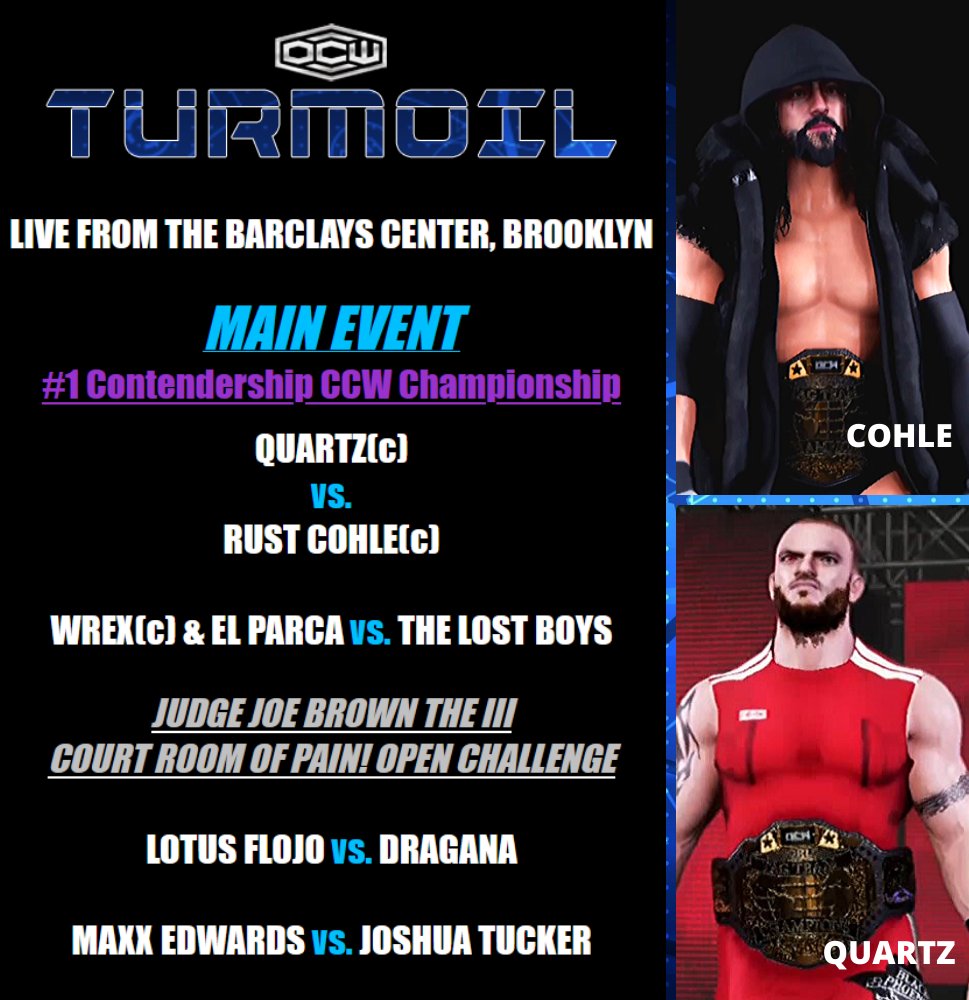 ocwfed's tweet photo. Turmoil 241 Card: First Strike!
https://t.co/NdK2TZ8pws
Keep Your Enemies Close!
#ocwfed #WWE2K19 #WorldsCollide #FixWWE2K20 
#ocwturmoil #playervsplayer #WeDontSim #twitchaffiliate 
#TwitchStreamers https://t.co/wMiDrxFBld