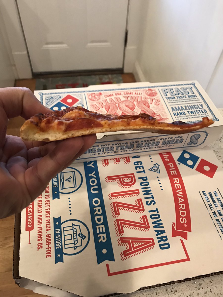 TheSportsIntern's tweet photo. @dominos this is the 2nd time in a row that you’ve let me down... since when did you start serving your pizza as a luke warm, burnt flatbread instead of your signature hot &amp; fluffy style? You’re usually much better than this. #dissapointed #dominos  #pizza https://t.co/XZitQguQ1h