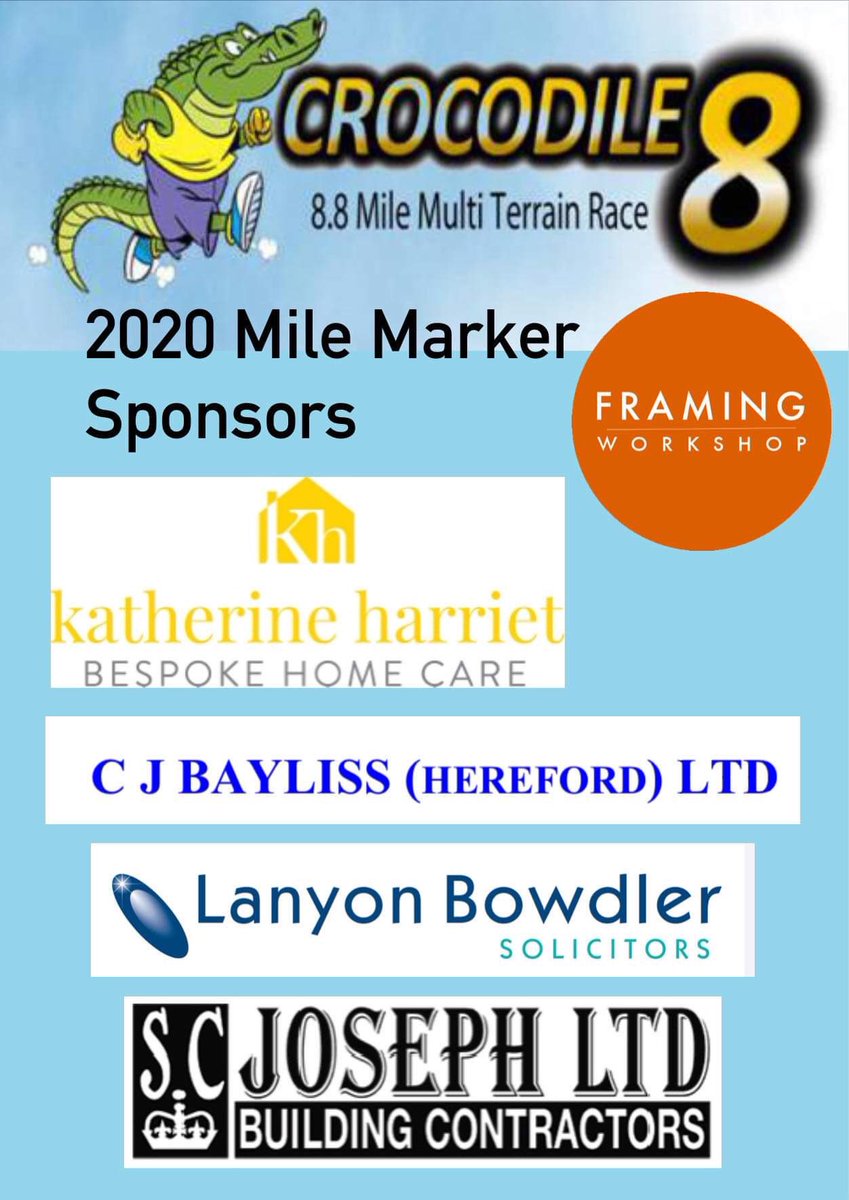 A BIG THANK YOU to our mile marker sponsors so far....
<a href="/lanyonbowdler/">Lanyon Bowdler</a> , <a href="/KHTeam15/">Katherine Harriet Ltd</a> , Framing Workshop, C J Bayliss Ltd, and S C Joseph Ltd.

5 gone BUT we still have 3 available, if you are interested in sponsoring one @£150 please get in touch.