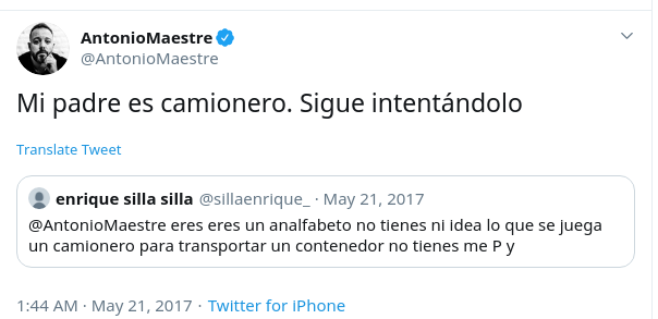 jgbblack's tweet photo. El padre de Antonio Maestre igual limpia cabezas de cerdo, que es camionero, dependiendo del contexto y de la pena que quiere suscitar este farsante.

En su articulo en @lamarea_com es deshollinador de cerdos, en twitter, camionero. 

https://t.co/UWjjzGsARP https://t.co/3MPl4xztOO