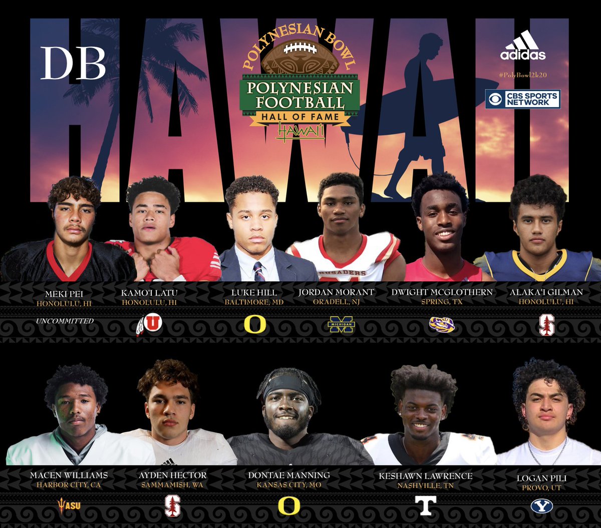 polynesiabowl's tweet image. THE DEFENSIVE BACKS #PolyBowl2k20 🤙🏽🌴

@ydd_lanakila 
@15Latu 
@2flavorzz 
@jordanmorantt 
@nudiemcglothern 
@alakaigilman 
@Money_Williams2 
@AydenHector2 
@dontaemanning_8 
@KeShawn2x 
@LoganPili8 

#3StripeLife 

@gohawaii @DrinkBODYARMOR @RiddellSports @adidasFballUS
