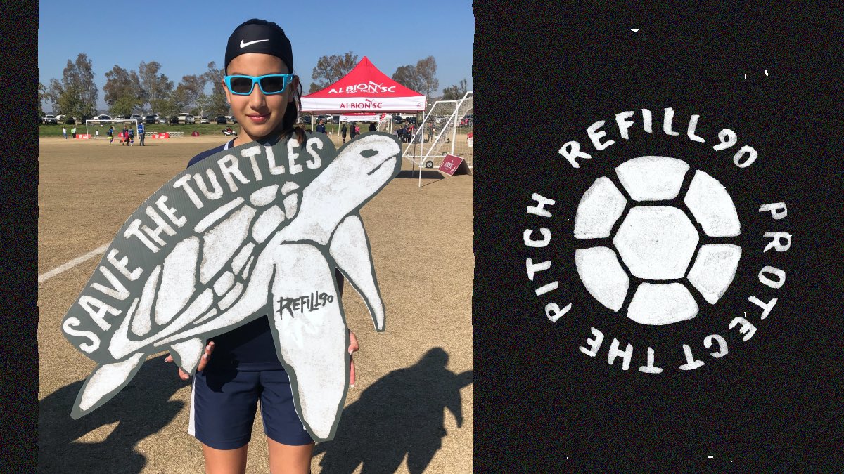 Refill_90's tweet photo. We are dedicated to help keeping our oceans clean! In our pursuit to achieve this we have created the #ProtectThePitch movement, bringing free water to soccer fields and fight against single-use plastic bottles and cups. #refill90 #AlbionShowcase #Albion_SC #GOALBION https://t.co/Dv6cfO02bt