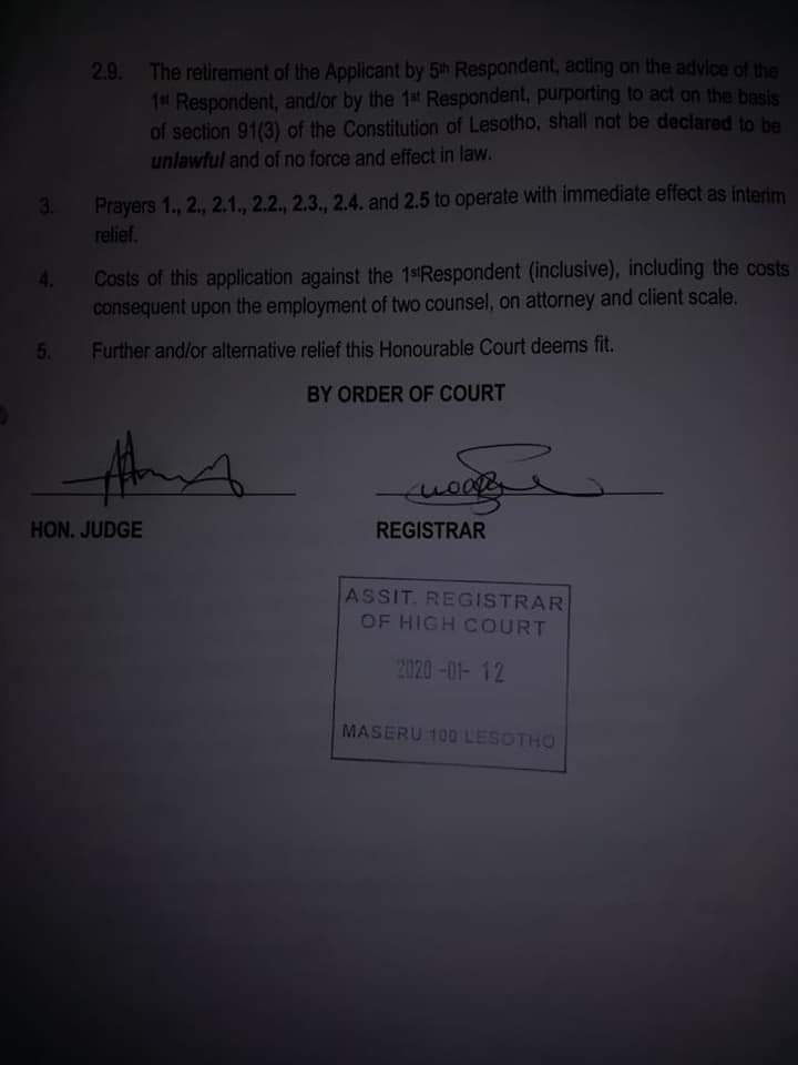 kmohloboli's tweet photo. High Court of Lesotho just granted an order to stop possible LMPS COMPOL Molibeli that was allegedly intended to be finalised tomorrow. #Court_Order #Police_vs_PM_And_FL #LipoleloThabane_MurderCase_Investigations_Continue @CijLesotho @icjarp @OSISA @Follow_SALC @SAHRDNetwork https://t.co/amoznswQa9
