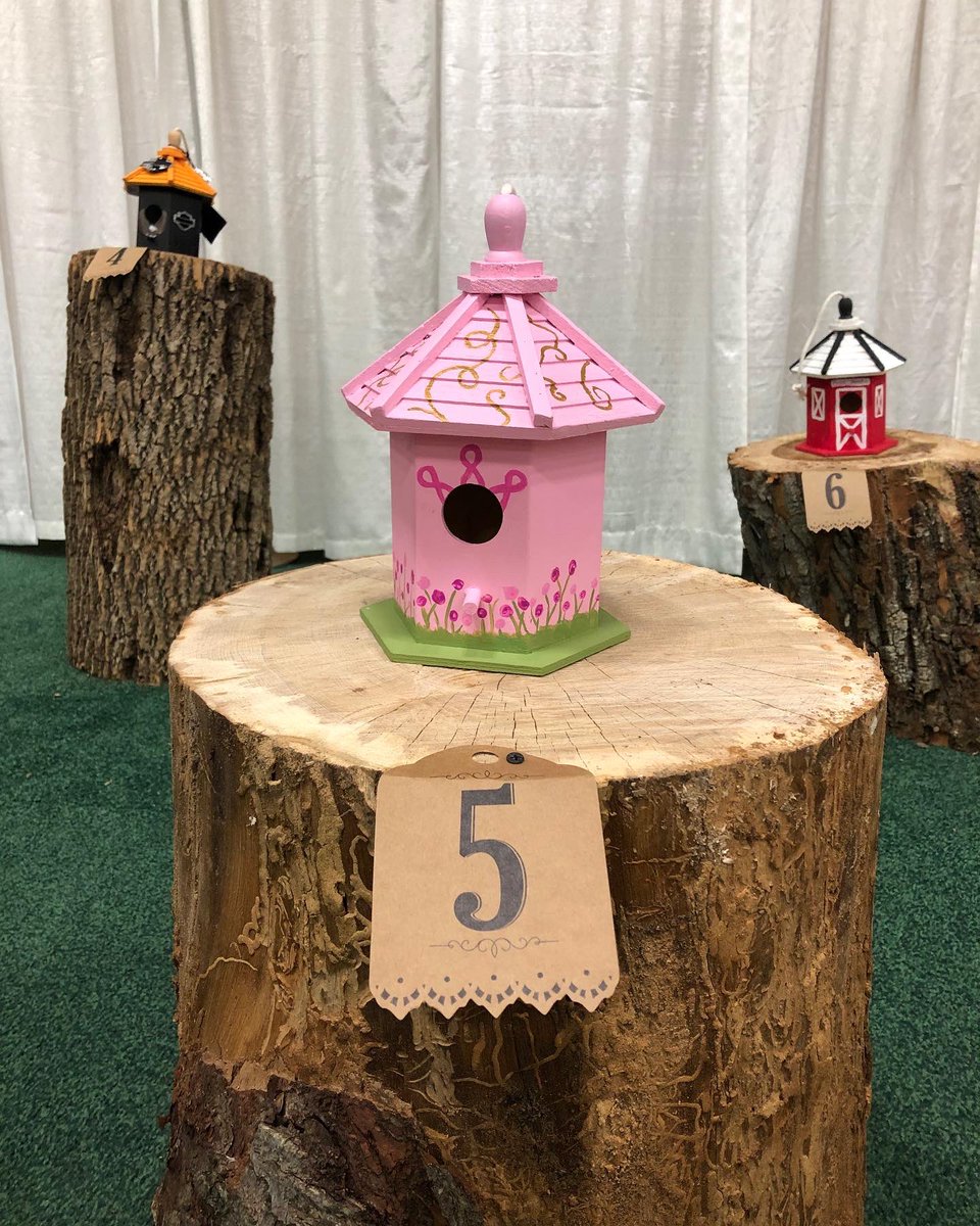 OhioHomeShow's tweet photo. Don’t forget to stop by the #hometweethome display near the entrance of the show and bid on your favorite birdhouse! All proceeds will be donated to the @SusanGKomen 🐦 #ohiohomeshow #ohiohomeandremodelingshow #birdhouse https://t.co/tFciOo5orN