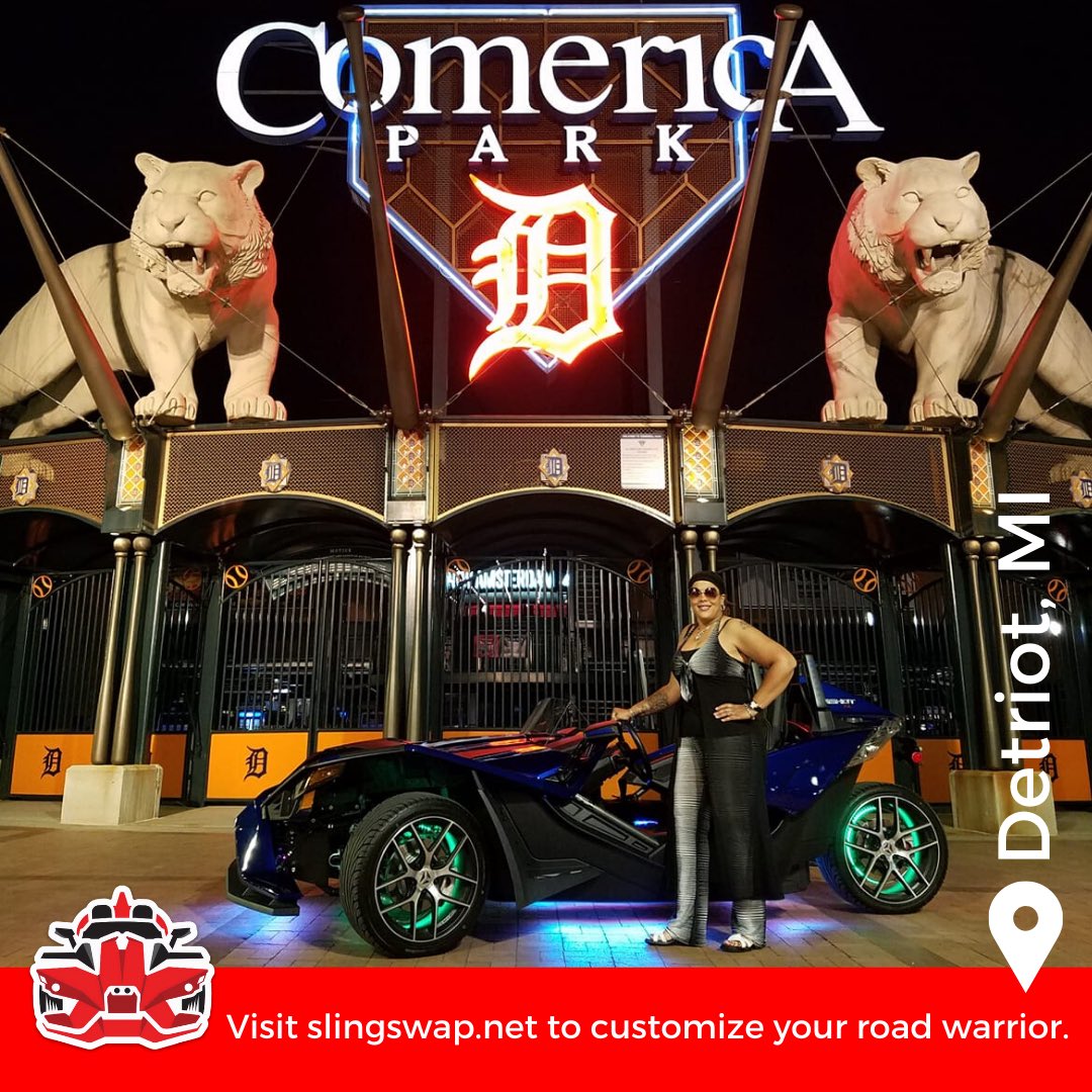 slingswap's tweet photo. The streets are full of potential photoshoots when you drive a custom #polarisslingshot like Annette's #BlueDiamond in #detroitmichigan ⚾️
· 🐅 ·
#slingswap #detroittigers #comericapark #detroit #slingshot #buyselltrade #ledlighting #theultimatejoyride #holdonletgo #visitdetroit https://t.co/2QJWFHDYJN