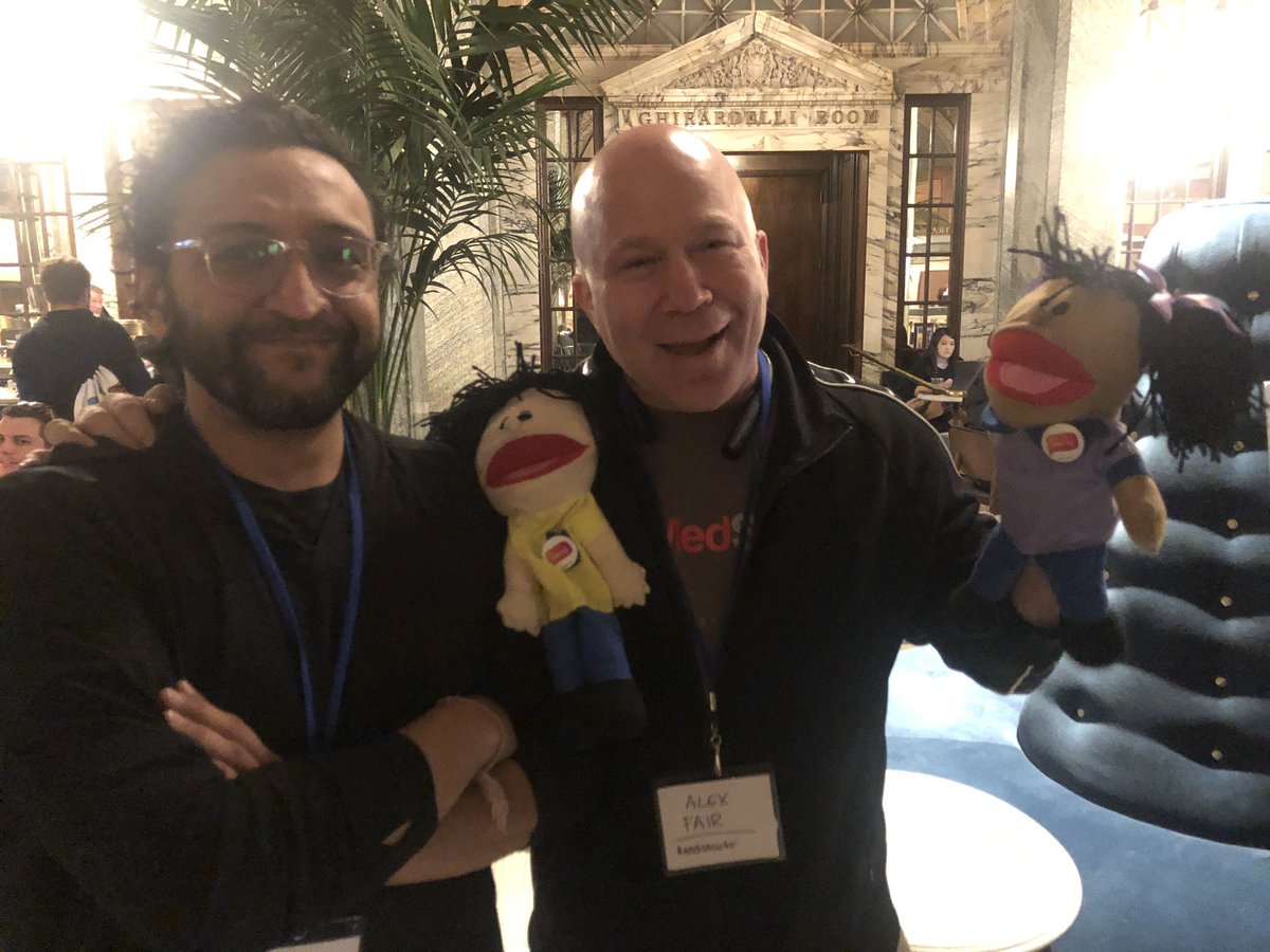 The <a href="/savvypuppets/">Savvy Puppets</a> have descended on #JPM20 and are hanging out at the <a href="/MountSinaiNYC/">Mount Sinai Health System</a> <a href="/Ogilvy/">Ogilvy</a> Pop-up. Come say hi! 👋🏽 #askpatients