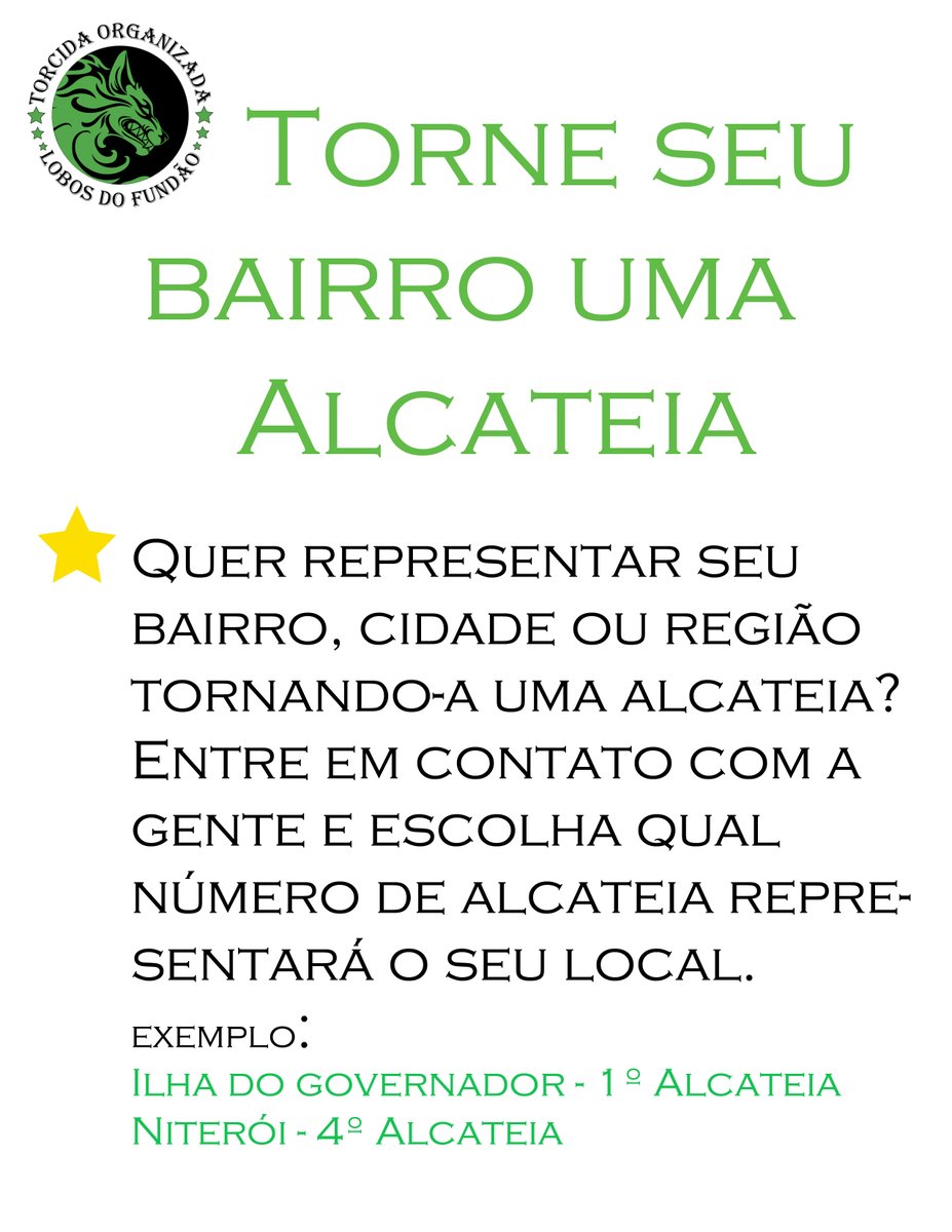 LobosDoFundao's tweet photo. MAIS UMA NOVIDADE!!!!
Represente a sua região/bairro/cidade tornando-a uma Alcateia!! Entre em contato conosco e escolha qual número será sua Alcateia!!
Já temos algumas escolhidas:
Ilha do Governador - 1ª Alcateia
Niterói - 4ª Alcateia
Realengo - 7ª Alcateia
@fisio_ufrj https://t.co/r3oBCuLbNo