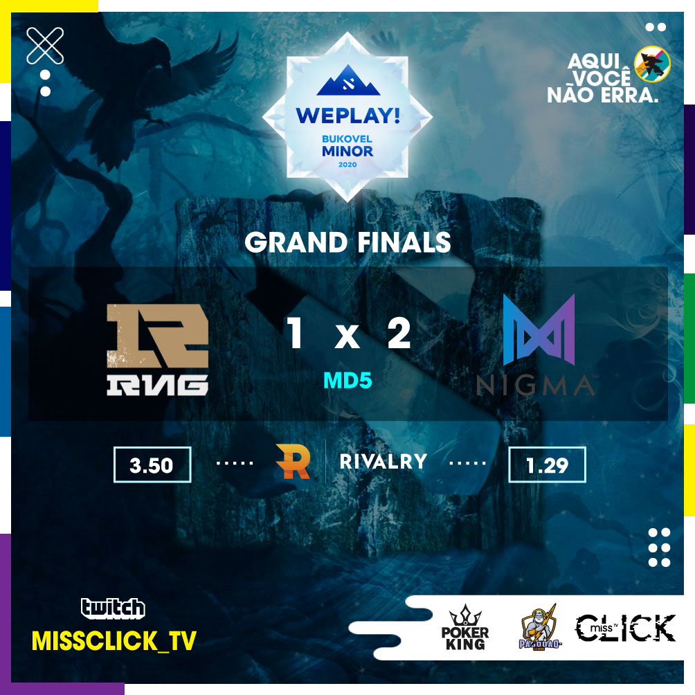 missclick_tv's tweet photo. Grande Final da WePlay Bukovel Minor! ❄️
A Nigma vira a série contra a RNG que precisa do empate para continuar na disputa!
Já estamos no draft!
Faça suas apostas em https://t.co/2KQpm6Ia95
📺 https://t.co/T4p7SmpXsk
#vocenamissclick #WePlayMinor #apostacerta https://t.co/6zOrD0ELEU