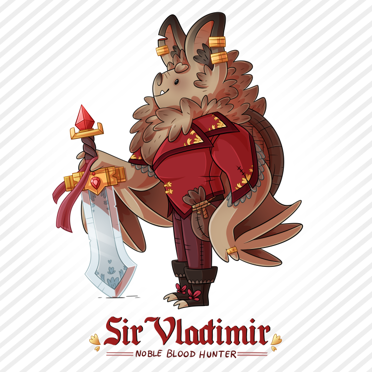 I present to you Sir Vladimir, a blood hunter from noble family of... bat people.
He's royalty! (well, that's what he says to people)
#dndcharacter