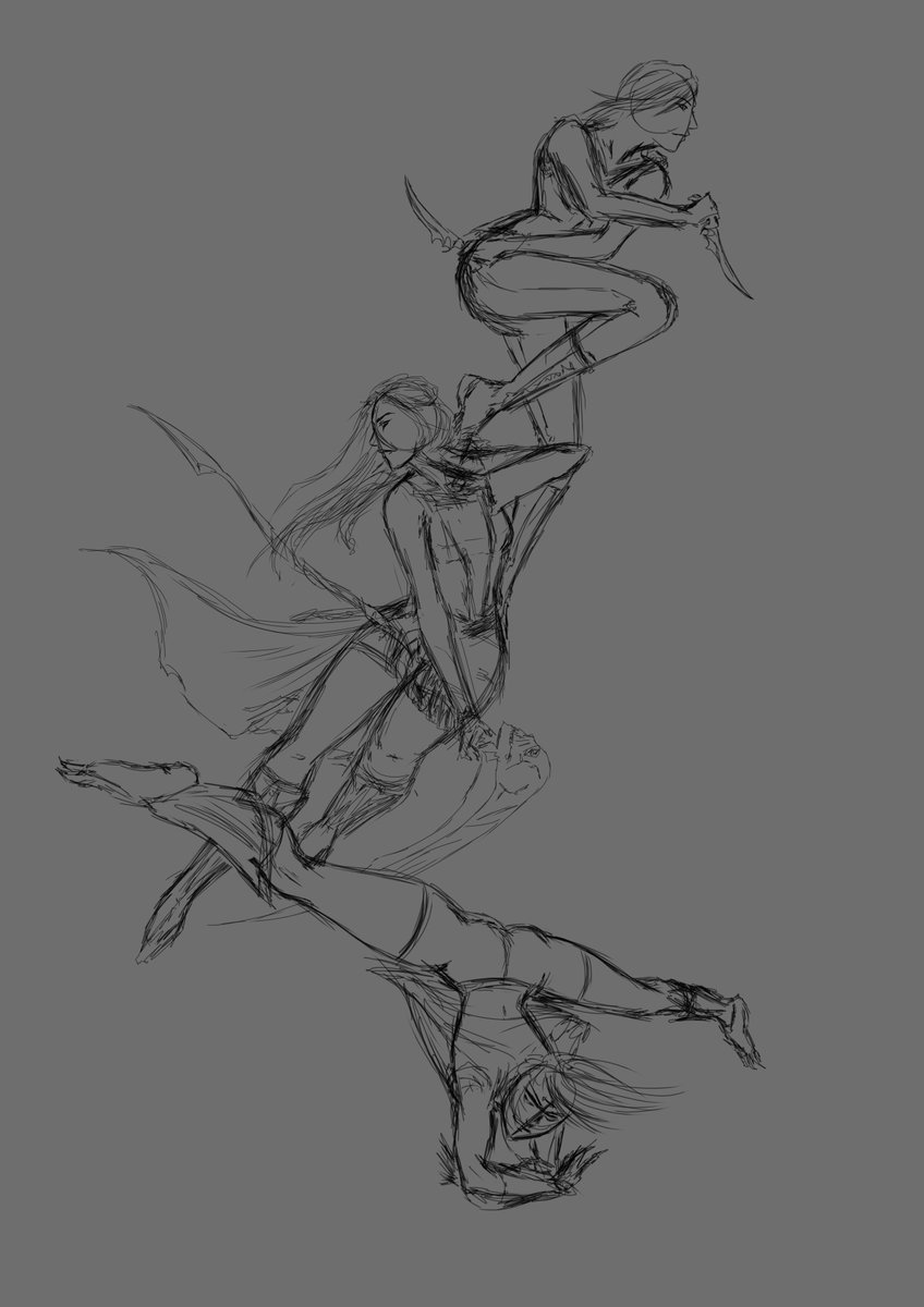 Nuxcia's tweet photo. Still practicing dynamics poses BUT with the girls, this time (ref' used). From top to bottom : Keira (Tookette's OC), Morrigan and Hainah (@HNeyro's OC). Three differents fighting style for three closed friends ~ ♥
#DMC5OC #DevilMayCryOC #DevilMayCry5OC https://t.co/Nr8iGRDDIg