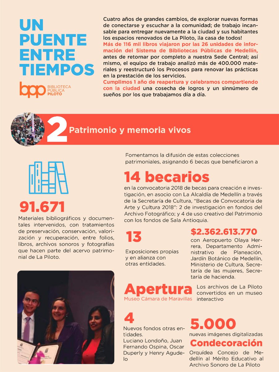 Patrimonio y memoria vivos en la #BPPiloto ¡Uno de nuestros pilares! ¿Los conoces todos? bit.ly/35MuQCb 🤗📚📖