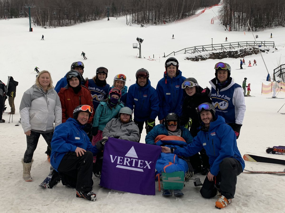 jennmcnary's tweet photo. Shoutout to the @VertexPharma team for volunteering for the #Coachforaday program @loonmtn with #NEDS. Amazing opportunity for expanding experiences with young people living with #raredisease, including my 3 skier sons. #disabledatheletes https://t.co/kD8RA0SISD