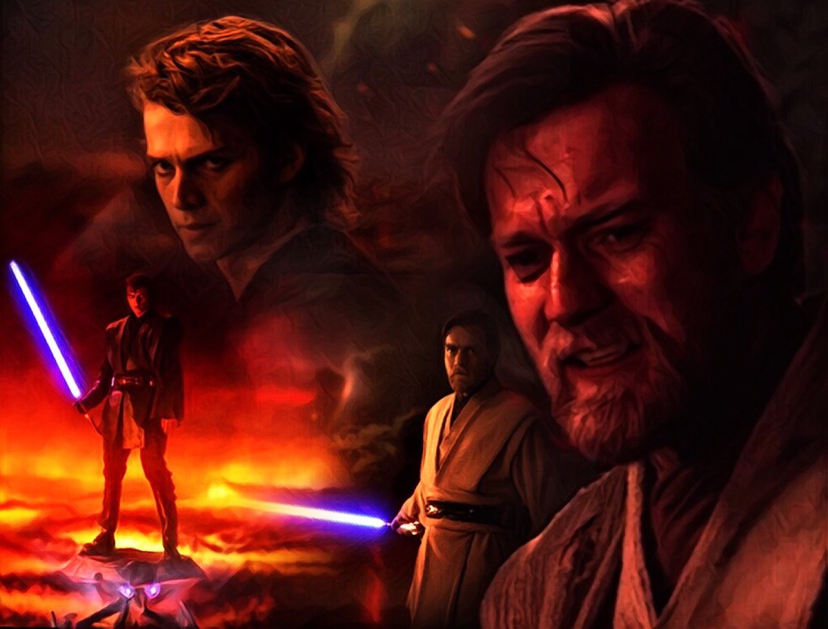 StarWarsHope66's tweet photo. Awesome art work of Anakin Skywalker and Obi Wan Kenobi on Mustafar.😱 https://t.co/CNAHRy7jdQ