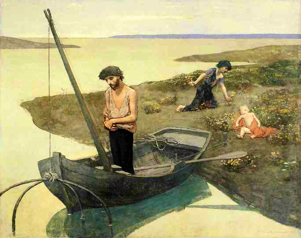 Puvis de Chavannes was a specialist in monumental painting. His flat technique, without shadows or reliefs, in clear tints matched stone of the wall surfaces on which he usually worked. Younger artists like Seurat and Maillol were inspired by him.