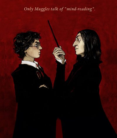 HP_Lexicon's tweet photo. "'Only Muggles talk of "minding-reading". The mind is not a book, to  be opened at will and examined at leisure. Thoughts are not etched on the inside of skulls, to be perused by any invader'"
— JKR (OP24)

#Legilimens #Occlumens
#MindReading

#PotterArt by Riikka Jäntti https://t.co/FLC4luM3n6