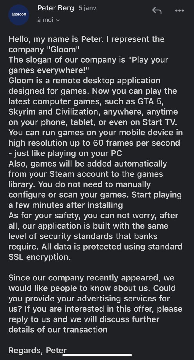 Yanteh_'s tweet photo. ALERTE 🚨 

La nouvelle mode des hackers, se passer pour une nouvelle marque et contacter des youtubers pour tester leur logiciel, une fois installé, vous êtes fichû, j’ai failli accepté mais grâce à vous j’ai sû que c’était du hack, merci de RT &amp; FAV pour aider ! https://t.co/LEGAOcNmzU