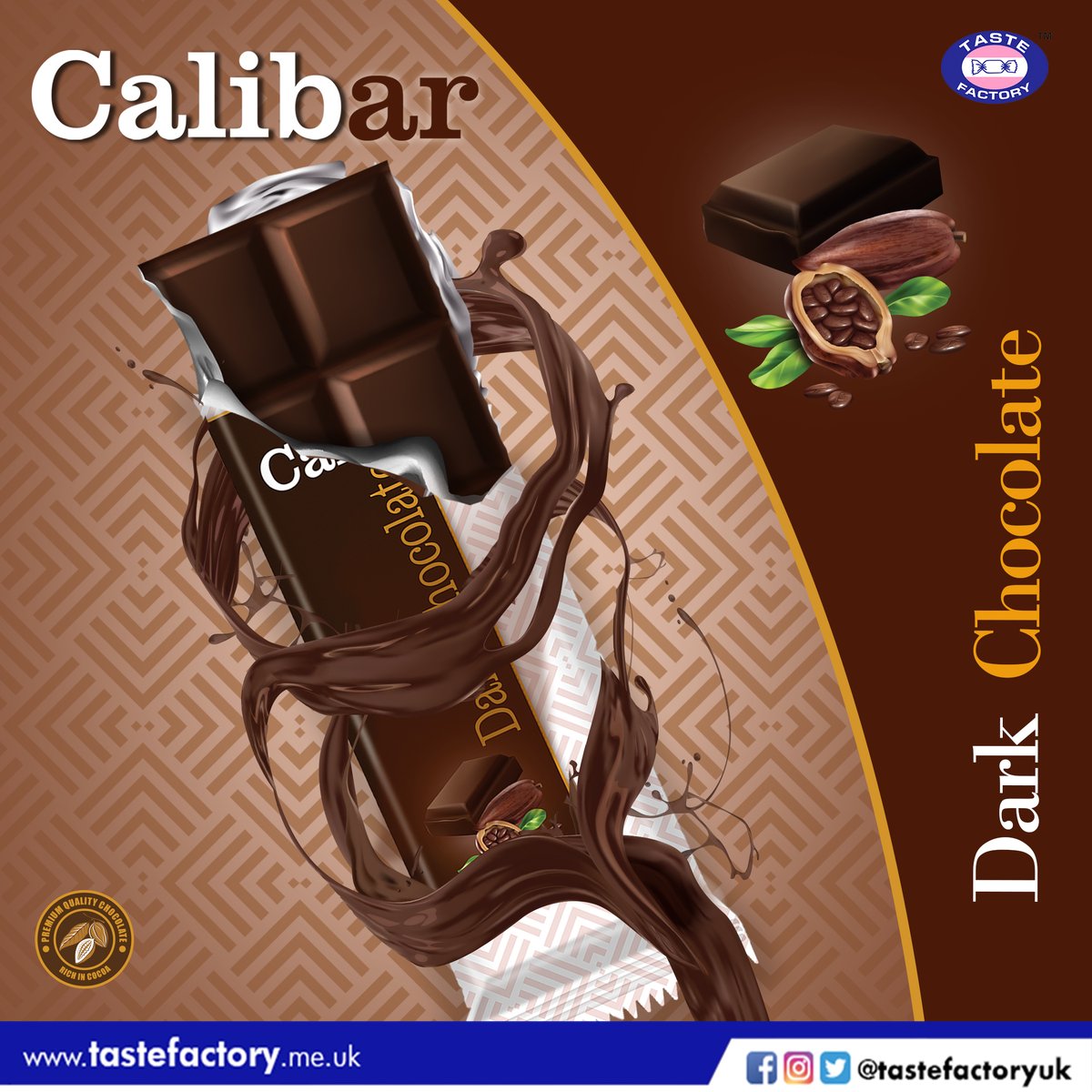 Tastefactoryuk's tweet photo. Indulge into the dark chocolate sensation of our new 'CALIBAR' . 🙂
#Calibar #DarkChocolate https://t.co/WPGzCEDJZK