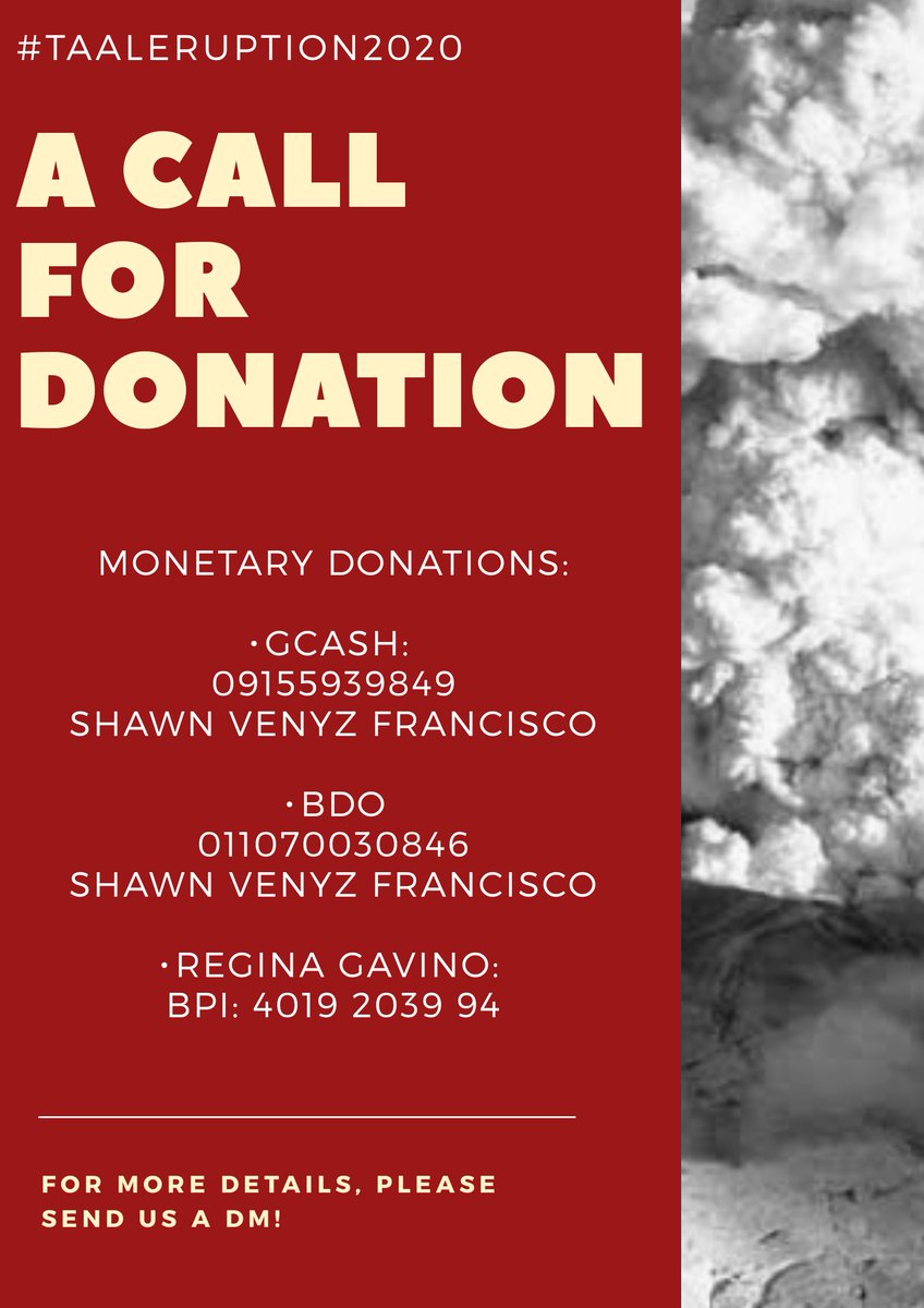 a6ovecrewmnl's tweet photo. CALL FOR DONATION ‼️

A lot of our kababayans are in dire need of help because of the #TaalEruption2020. We are opening a donation drive to help those affected by the Taal Volcano Eruption. 

See posters below for more details. MONETARY &amp; IN-KIND DONATIONS ARE ACCEPTED. https://t.co/Z5dSJpZZAD