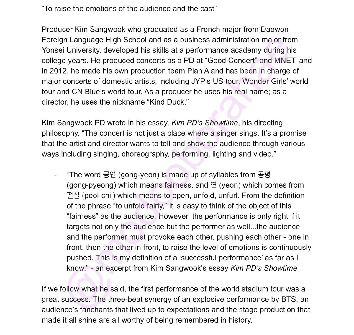 Here’s the article on Kim Sangwook from PlanA. He has done all their stage production for their concerts since the beginning. Sorry it took so long to come out  @BTS_twt  #BTS  #방탄소년단   https://topclass.chosun.com/mobile/board/view.asp?catecode=R&tnu=201906100015