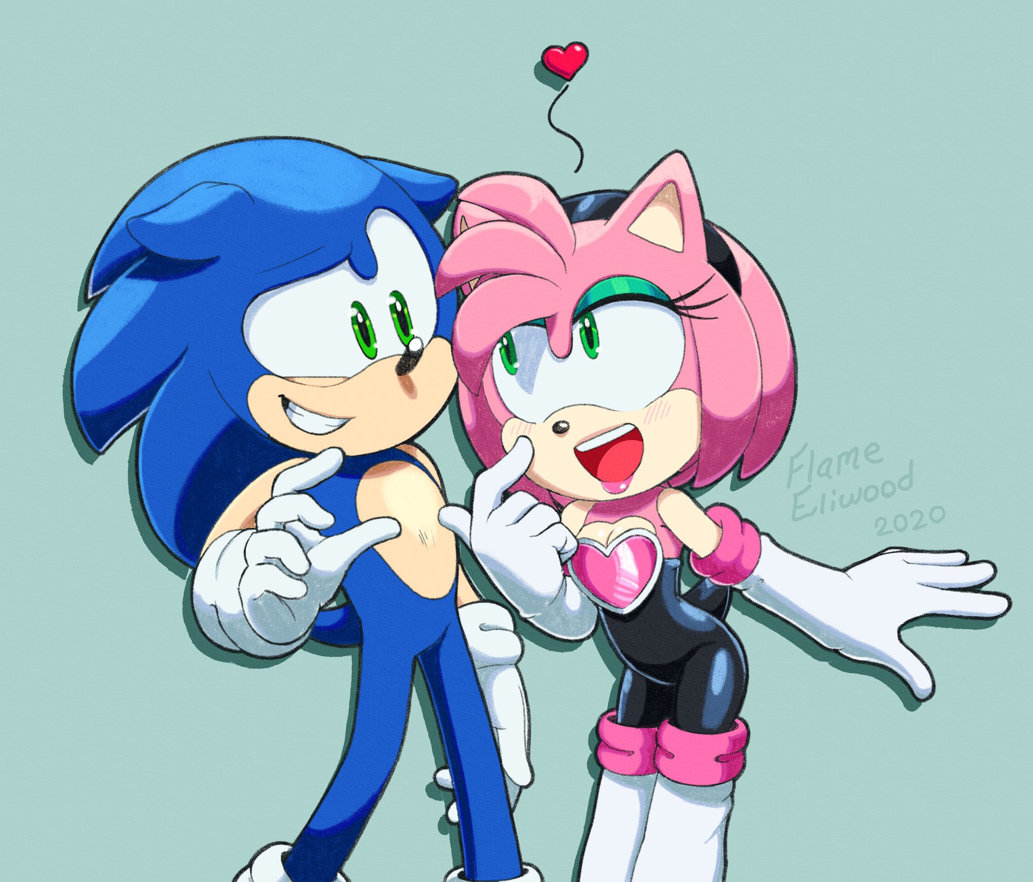 Amy Rose wearing Rouge's outfit to hopefully impress Sonic but he i...