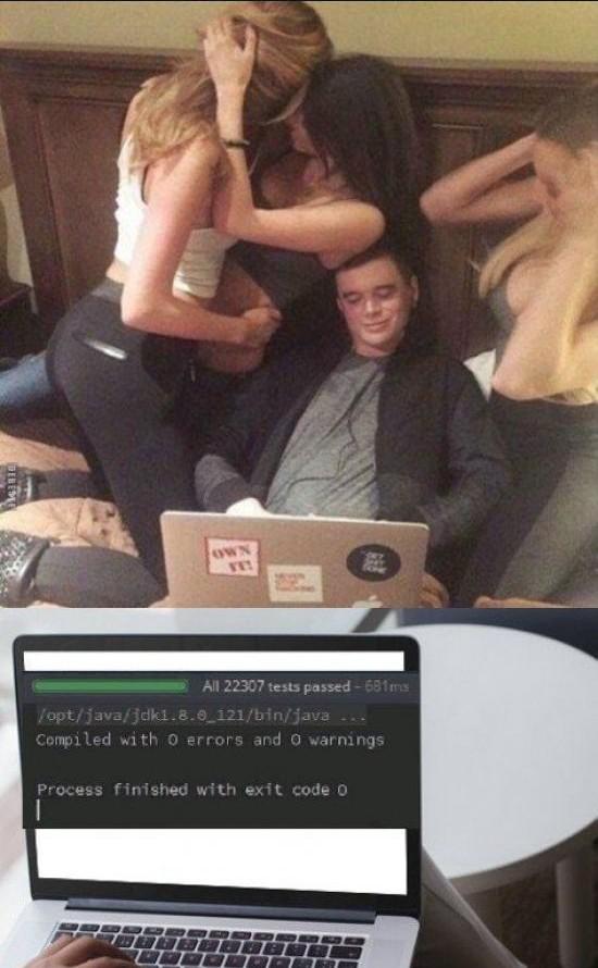 A programmer having the best day of his life.