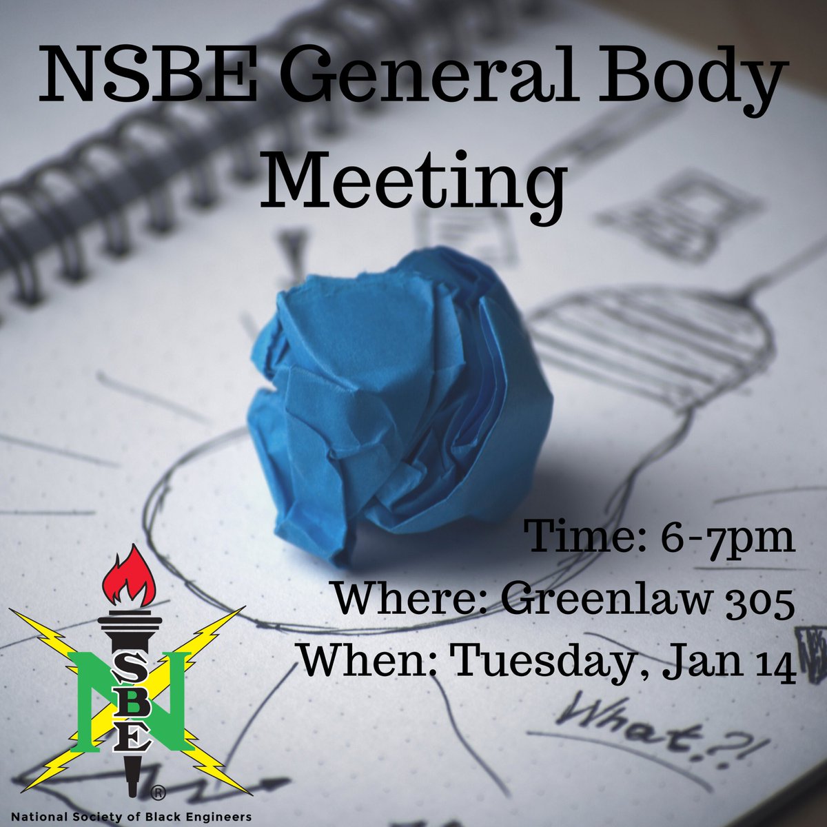 nsbeunc's tweet photo. REMINDER!! We have our NSBE General Body Meeting this coming Tuesday. I heard there might be some ice cream too🍦, but you gonna have to come to find out 🤫 https://t.co/lh4ZaKcShW