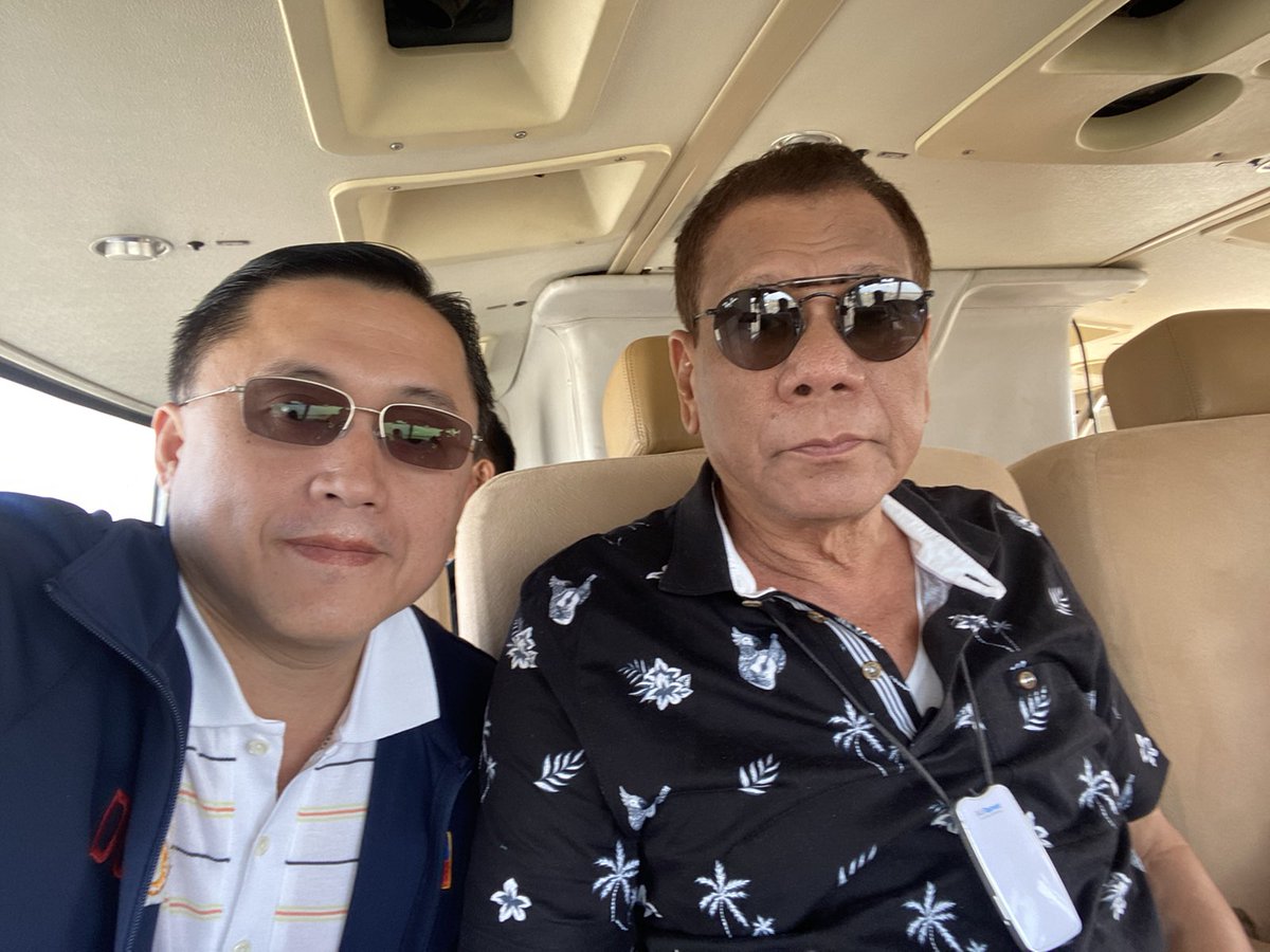 ABSCBNNews's tweet photo. President Duterte flew back to Manila from Davao City this morning. Sen. Bong Go said they were the first to land in Manila today as several flights were canceled due to the #TaalVolcano ash explosion (📷 Sen. Go) | via @arianne_merez https://t.co/q0ZmtaOE9a