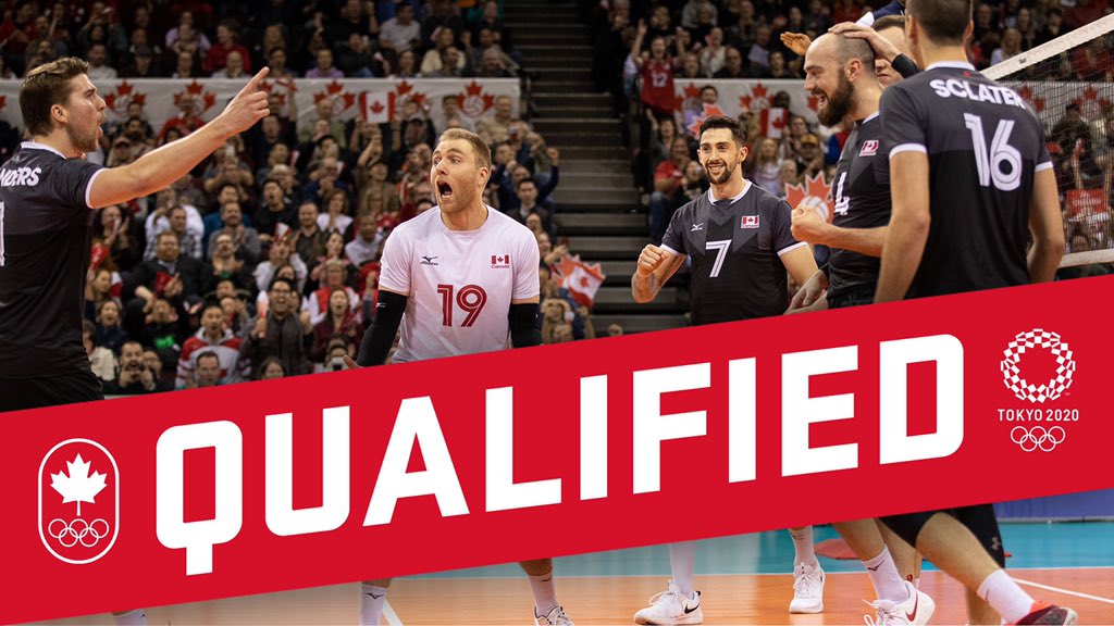 TeamCanada's tweet photo. TOKYO here they come! ✈️ 🏐 

Canada 🇨🇦🏐 upsets Puerto Rico in straight sets at the #NORCECA tournament in Vancouver and have booked their ticket 🎫 to #Tokyo2020 🙌

The details ➡️ https://t.co/0Ljspa9EMh https://t.co/9OIefcy8Di