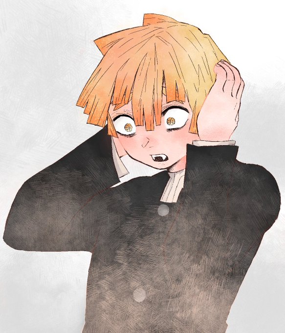 花咲林檎さんがTwitterに投稿した我妻善逸(鬼滅の刃)のイラスト。