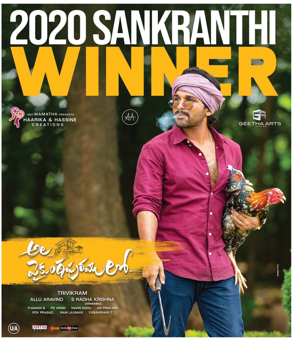 imshiva17's tweet photo. #AlluArjun steals
the show! 💥 #BlockBusterAVPL
#AVPLReview : ⭐⭐⭐
2⃣0⃣2⃣0⃣ Sankranti
Winner #AlaVaikunthapurramuloo
#AVPLSankranthiWinner
@alluarjun @hegdepooja @murlisharma72 @NivethaPethura
#Tabu #Trivikram
@haarikahassine @MusicThaman https://t.co/5WgF01xSLR