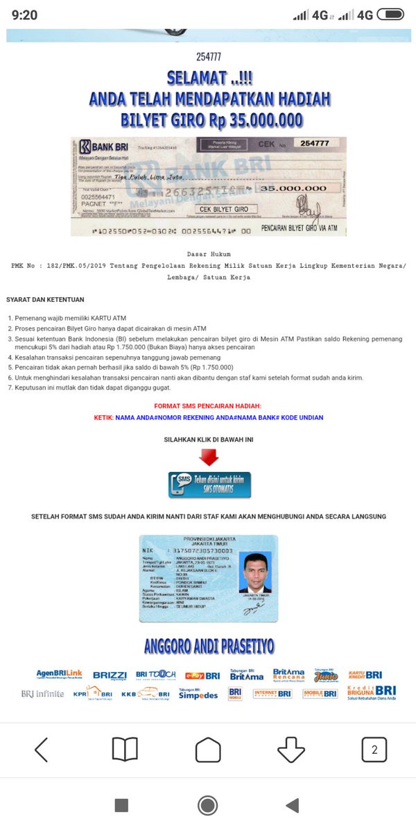 Ga punya rekening BRI tp menang undian,,enak beneerrr