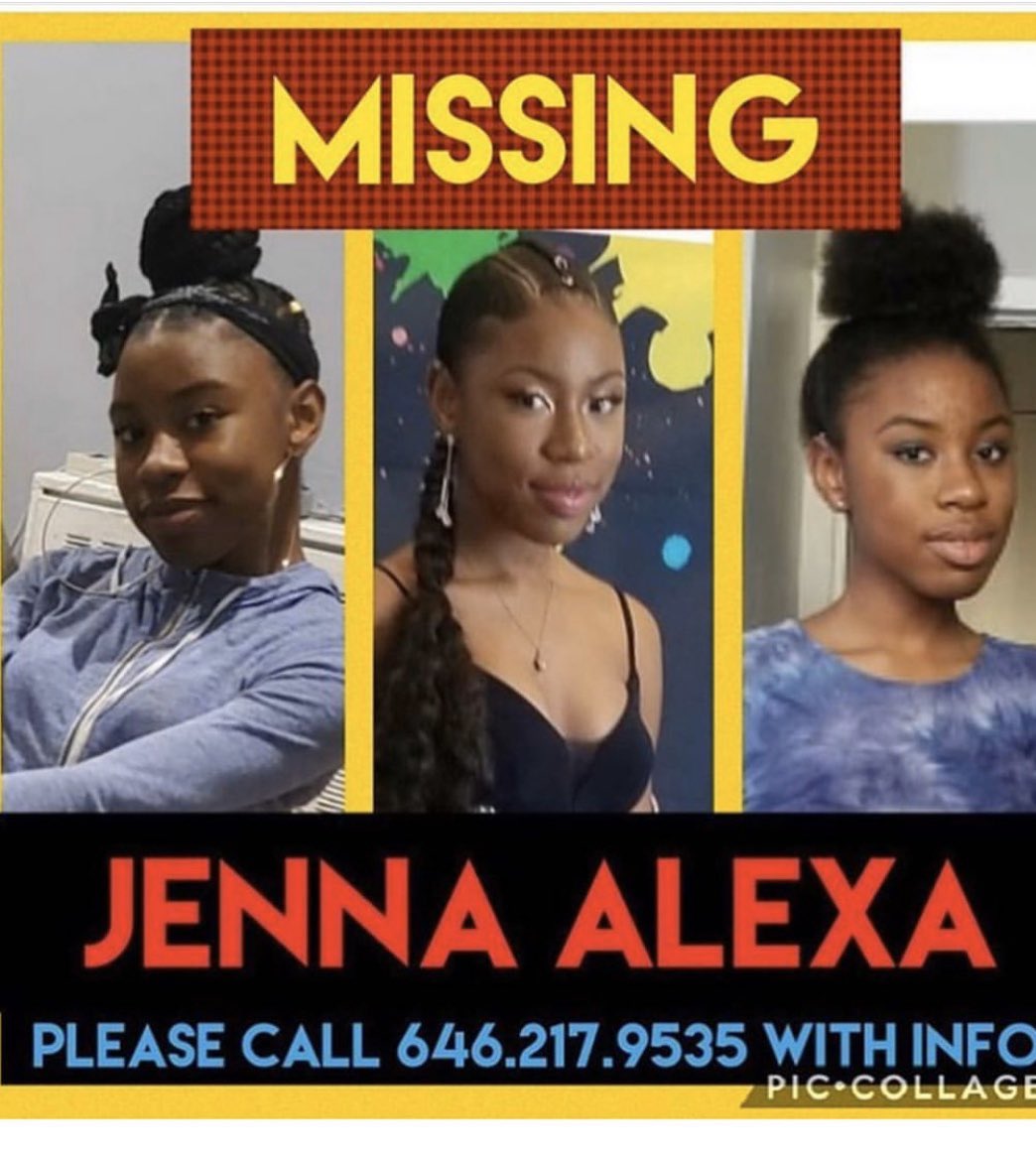 NEW YORKERS.
please keep an eye out. 
jenna is only 14.
🙏🏻