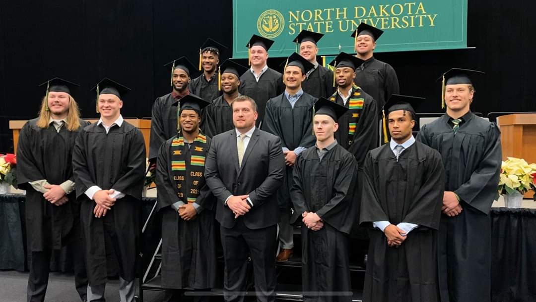 briankalk's tweet photo. Bison are National Champs! Their seniors are also college grads &amp; great Americans! https://t.co/yuNHEjsl1R