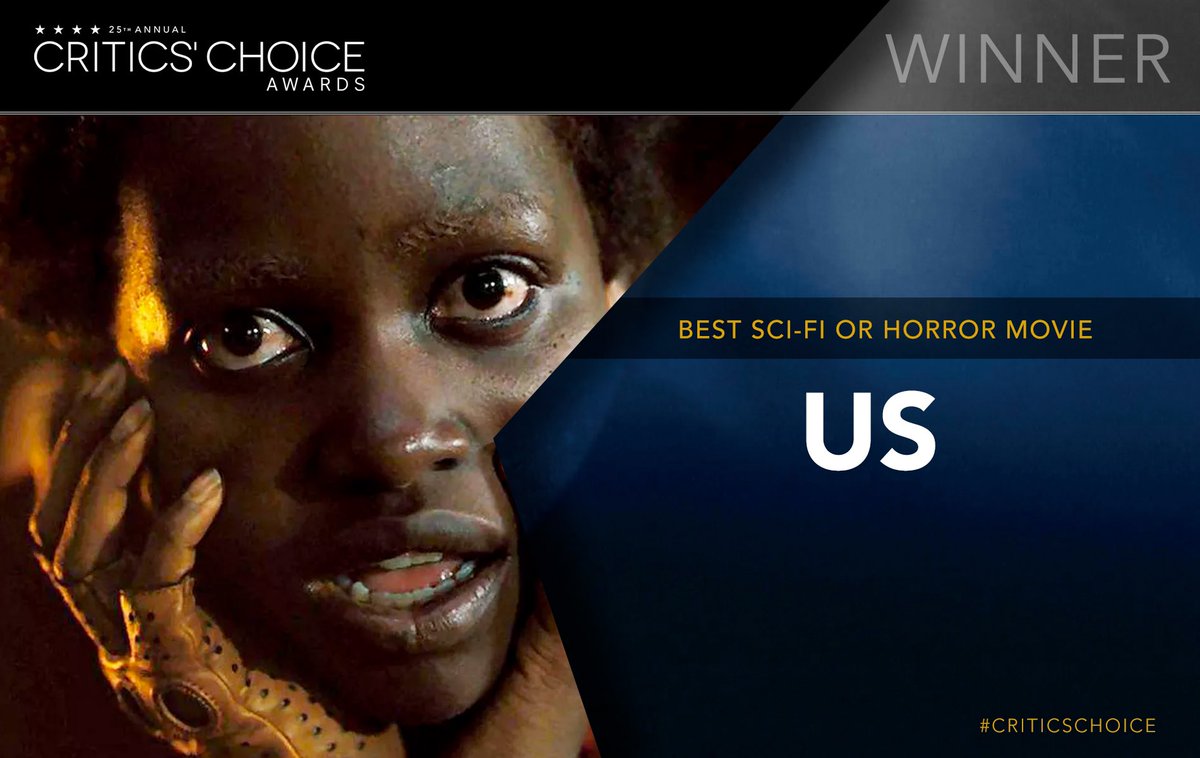 Congratulations to <a href="/UsMovie/">Us</a> for winning the #criticschoice Award for Best Sci-Fi Or Horror Movie. #usmovie
