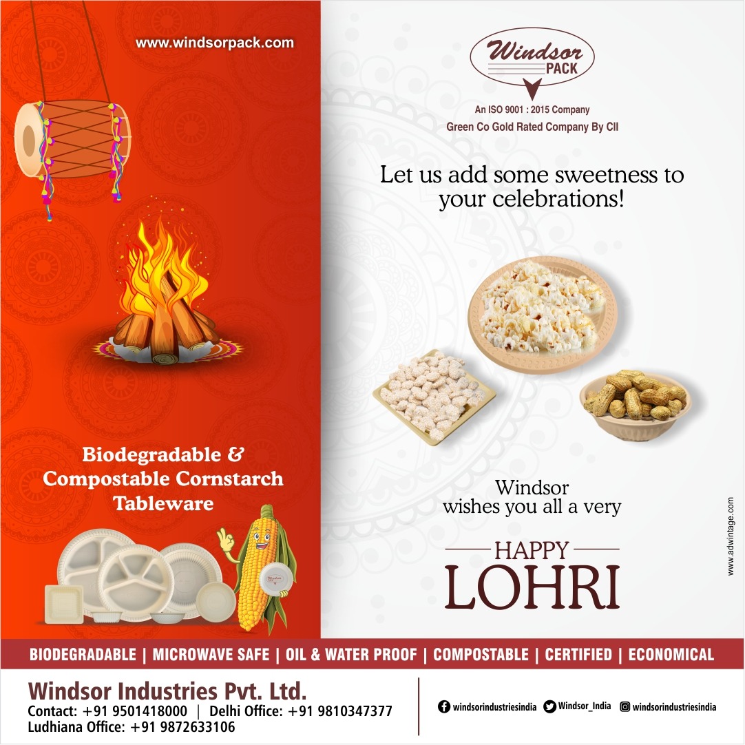 Windsor_India's tweet photo. May this occasion bring you good fortune & gaeity and all the decisions you take, lead you to a brighter and better tomorrow. Happy Lohri to all of you!
#WindsorIndustries #Biodegradable #CornstarchTableware #Sustainable #EcoFriendly #EnvironmentFriendly #Compostable#HappyLohri https://t.co/SFjv7MPdwQ