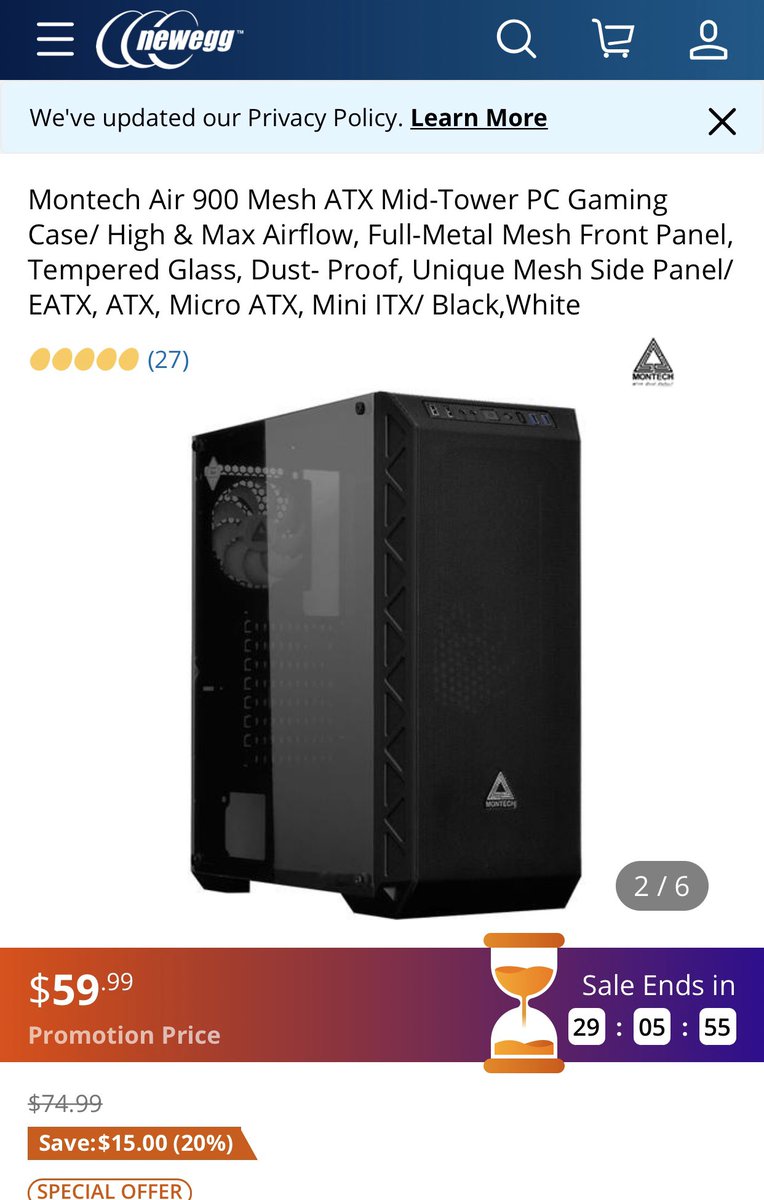 gametechplanet's tweet photo. If your looking for a nice case for a good deal hop on over to newegg. I may grab one of these for my secondary build to try it out. #pcgaming #gaming #pc #pccomponenteshpweek https://t.co/yWUlWtDUrN