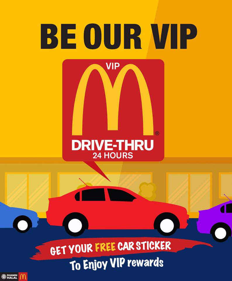 McDonald mahu pelanggan sentiasa bermain dalam fikiran pasal mcd supaya nanti bila ada soalan nak makan kat mana, Mcd berada dalam salah satu pilihan. Kalau buat stiker datanglah ke francais kami! Nampak hardsell sangat. Haha. Baik promote brand je.