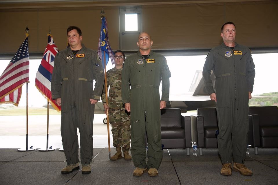 HiAirGuard's tweet photo. Lt. Col. Brian S. Nash assumed command of the 199th Fighter Squadron from Lt. Col. Shane Nagatani, during a Change of Command ceremony held Jan. 11, 2020 at JBPHH. The 199th Fighter Squadron operates the F-22 Raptor with the active-duty 19th Fighter Squadron. #HIANG #199thFS https://t.co/AElFx1Roi9