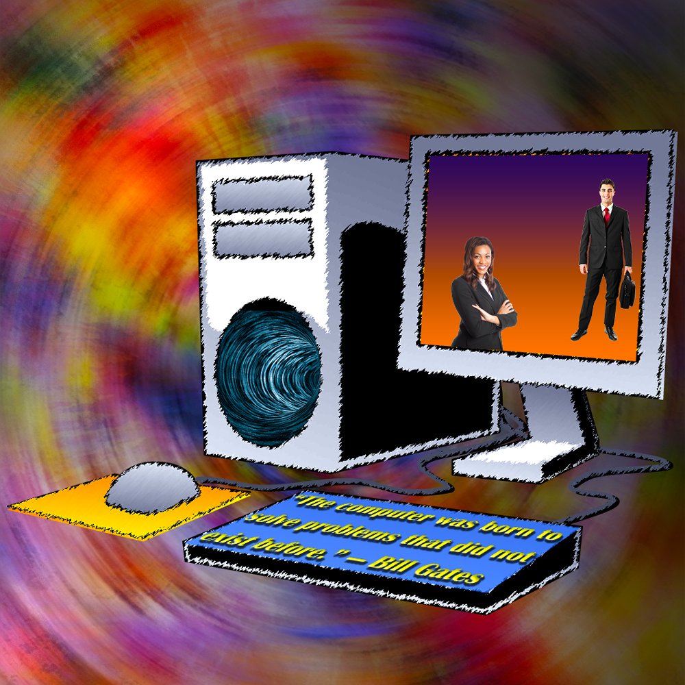 StanleyWebDev's tweet image. "The computer was born to solve problems that did not exist before." ~ Bill Gates. This is one of my recent Photoshop projects. I used my knowledge of compositing, different filters, and image transformation to create this image. #webdev@atc #PhotoshopProject