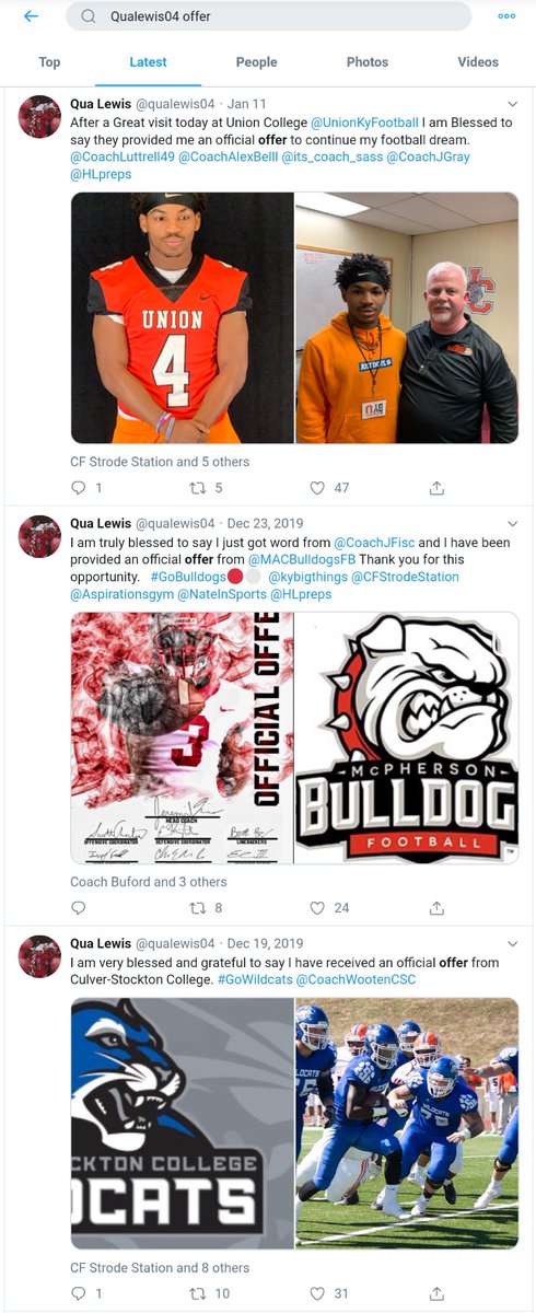 HIGH SCHOOL FOOTBALL

AQUEVION "QUA" LEWIS <a href="/qualewis04/">Qua Lewis</a> , a 5-10, 205-pound senior linebacker for GRC <a href="/grccardinals/">GRC Athletics</a> / @GRCCards , now holds offers from:

* Union
* McPherson
* Culver-Stockton
* Cincinnati Christian (RIP)