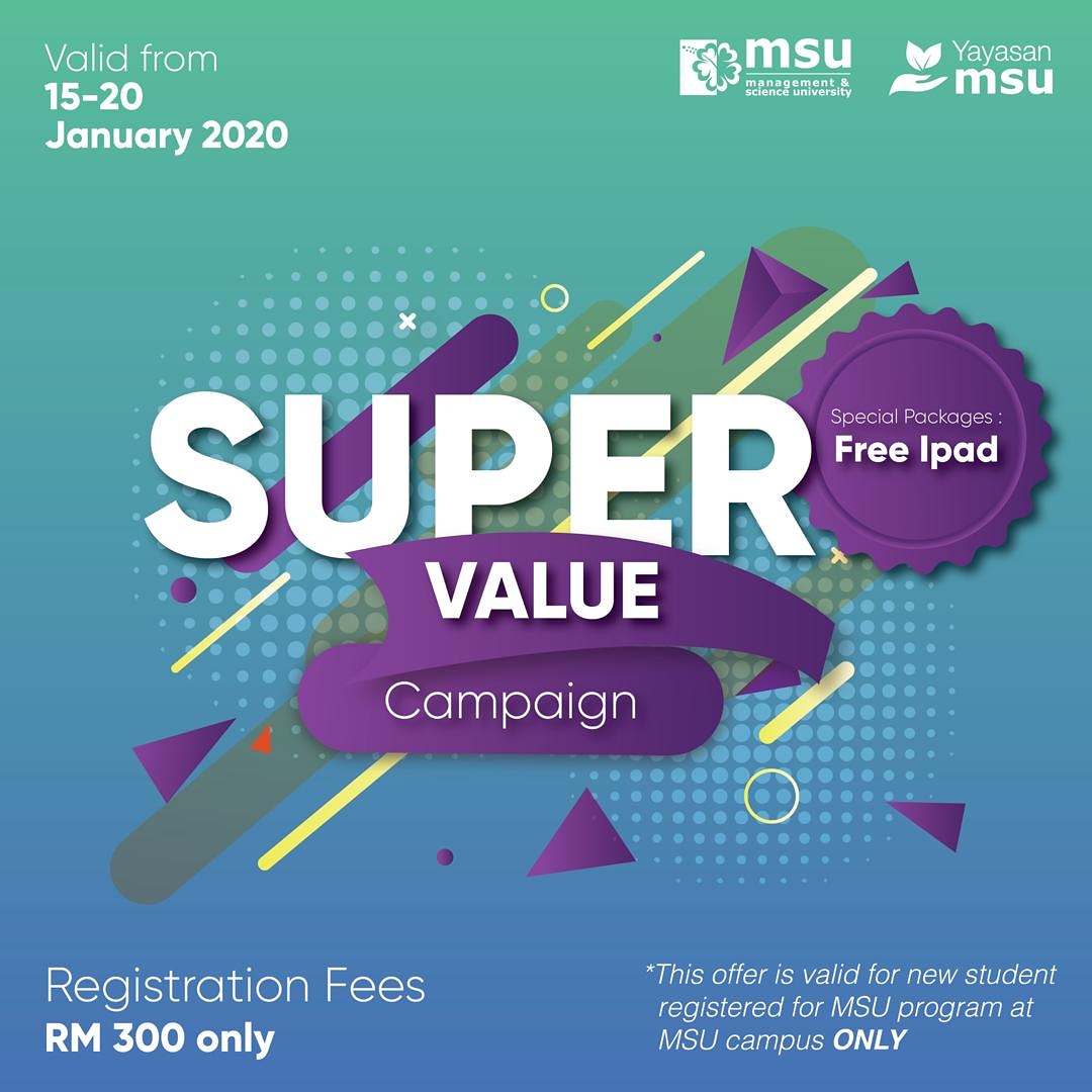 norlihisham's tweet photo. Will 2⃣0⃣2⃣0⃣ be the year you apply to university?
Want to know what our Super Value Campaign is all about?
🖱️Click the link below for more info. ⏬⏬
https://t.co/oiZH1Cb36g
#supervaluecampaign #specialpackage #registration #MSUmalaysia #go2MSU🌺 https://t.co/pIfqHXVazD
