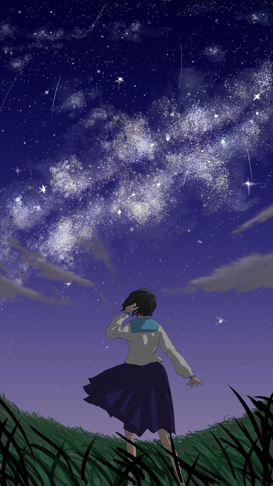 イカトソ 星を見上げる女の子 絵描きさんとつながりたい イラスト 星 空 Photoshop イカトソ 星を見上げる女の子 絵描きさんとつながりたい イラスト 星 空 Photoshop