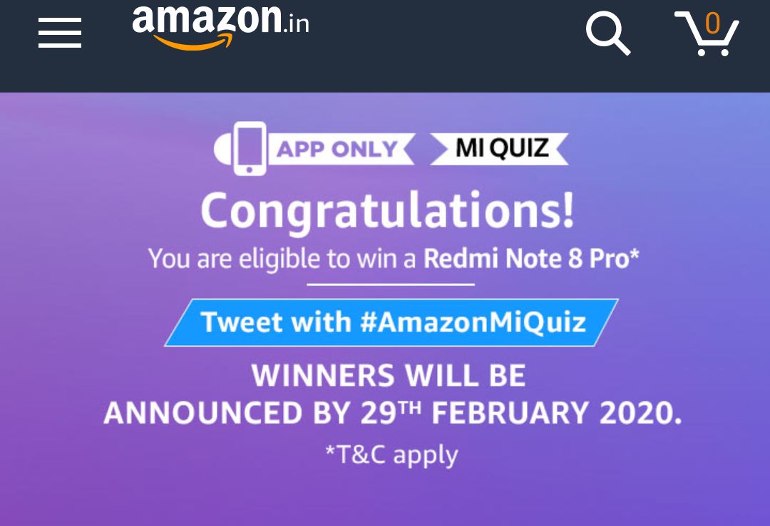 ShivamParamesh's tweet image. #AmazonMiQuiz @amazonIN