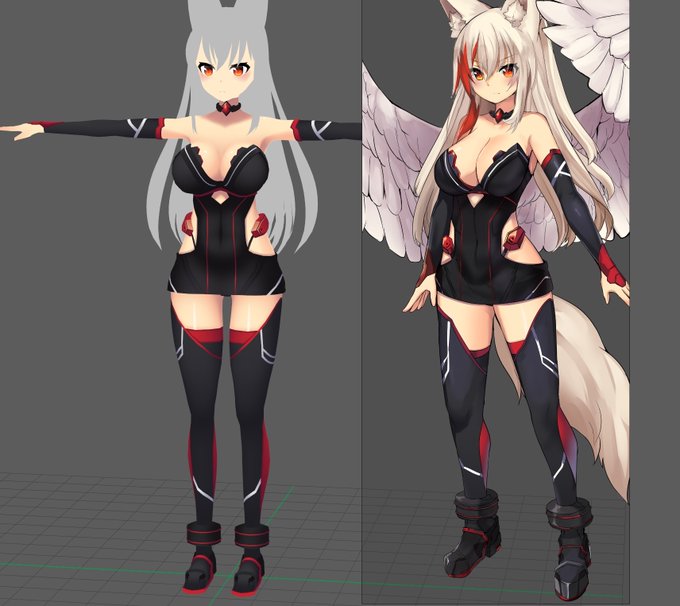 うちの子3D進捗……うへへ……

※無断転載とか勝手に持ってって使ったりするのはNGですよ
※キャラデザは狐ノ沢先生に、モデリングは別の方に依頼しています 