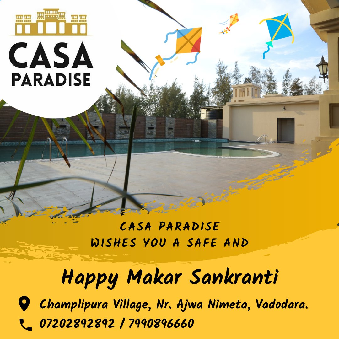 ParadiseCasa's tweet photo. With great Devotion, Fervor and Gaiety, With Rays of Joy and Hope, Wish you and Your Family; Happy Makar Sankranti
@ParadiseCasa
#makarsankranti #happy #joy #hope #family #Familyresorts #vadodara #baroda #casaparadise #vadodararesorts #ajwanimeta #happyutarayan https://t.co/bVmD7akbFx