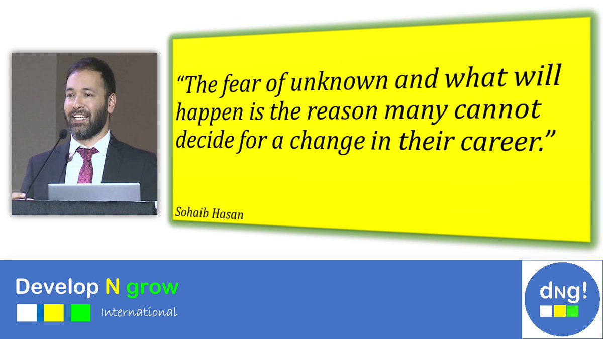 developngrow1's tweet image. “The fear of unknown and what will happen is the reason many cannot decide for a change in their #Career” Sohaib Hasan
#developNgrow
