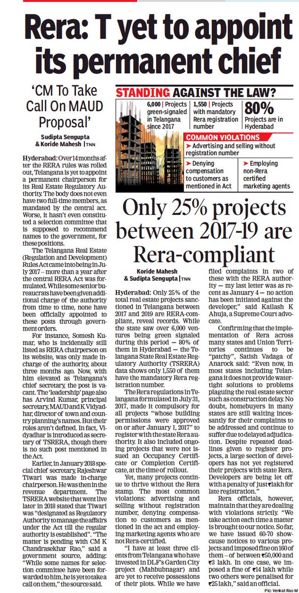 <a href="/TelanganaCMO/">Telangana CMO</a>
<a href="/MinisterKTR/">KTR, Former Minister</a>
@KTRTRS 
<a href="/arvindkumar_ias/">Arvind Kumar</a>
Please address this issue. Most of the states are doing their best to protect Homebuyers by implementing RERA act in true letter and spirit.

<a href="/HardeepSPuri/">Hardeep Singh Puri</a> <a href="/Secretary_MoHUA/">Srinivas Katikithala</a>