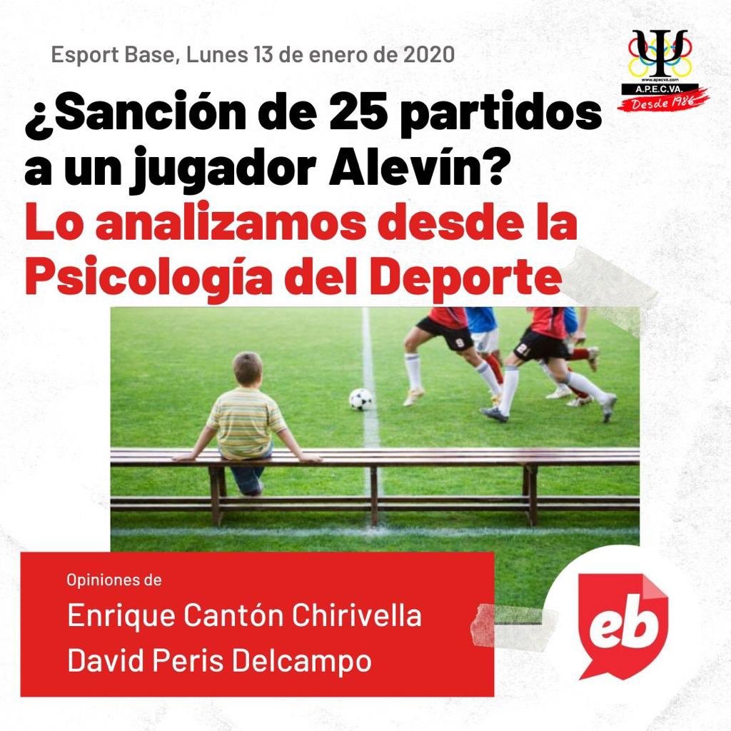 APECVA's tweet photo. Hoy en @esportbase analizamos, desde la #psicología del #deporte la recuente sanción de 25 partidos por la @FFCV_info a un jugador alevín por sus acciones contra un árbitro y la importancia de ser consistentes en los castigos. https://t.co/JXglenTTcO https://t.co/o104290oi5