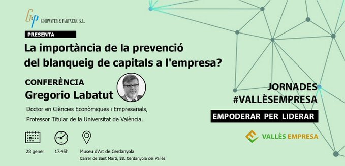 Cerdanyola's tweet photo. .@VallesEmpresa @Gwandpartners
@procersl i @30Virtual, amb la col·laboració de @CerdanyolaE i @cerdanyola, organitzen el 28 de gener, 17.45h i al #MACdv la conferència “La importància de la prevenció del blanqueig de capitals a l’empresa” a càrrec de @glabatut
#Cerdanyola https://t.co/Qp5Hc5V7Y4