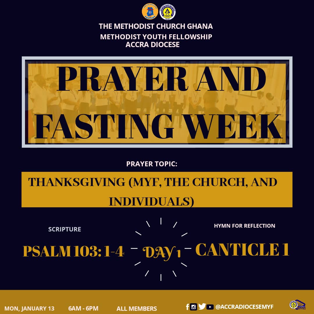 accdiocesemyf's tweet image. Give thanks to He who has seen us through all that we face as a Church, Fellowship and individuals. Pray! 

#PrayerAndFastingWeek
#AccraDioceseMYFMedia&amp;amp;ITTeam
#AccraDioceseMYF